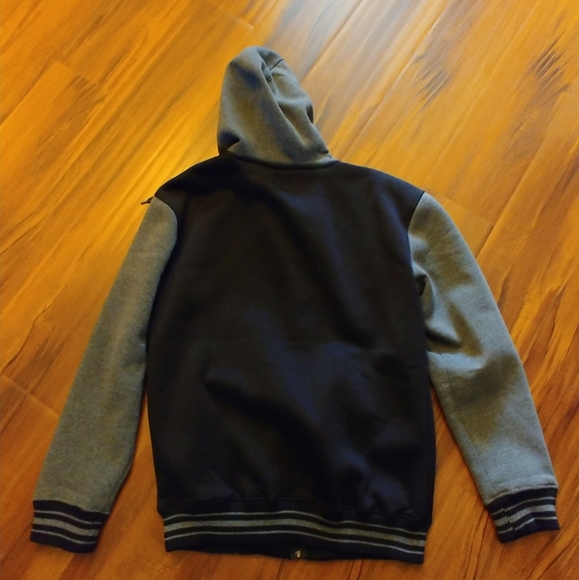 MENS HOODIE JACKET BLK & GREY - Picture 2 of 3